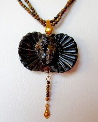 Antique Buffalo Horn Elizabethan Collared Lady & Tiger’s Eye Choker/Necklace