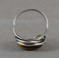 Vintage sterling silver Modernist RING tiger eye Size 8.5