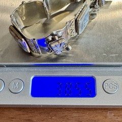 Vintage Mexico JZ Alpaca Silver Abalone Panel Bracelet Tribal Boho 7.25”