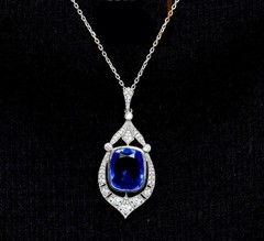 2.30Ct Art Deco Style Lab Created Blue Diamond Women’s Pendant 14K White Gold FN