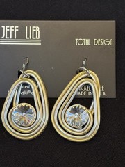 NEW Jeff Lieb Clear Swarovski Rhinestone Earrings Total Design Silver Dangle