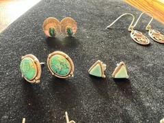 Lot 8 Vintage Sterling Silver Turquoise Onyx , etc Studs & Small Earrings