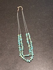 Vintage silver and turquoise layered necklace, double-strand design