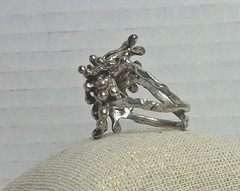 Vintage Sterling Silver Statement Textured Spike Ring Size 9 Adjustable