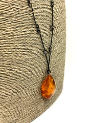 Old Amber Pendant Vintage Natural Baltic Yellow Honey Bead With Chain 13,6g19032