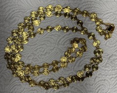 Liz Claiborne Signed Vintage 32″ Double Strand Gold Tone Coin Disc Necklace