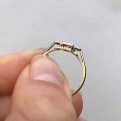 Art Deco Style Three-Stone Round Lab Created Diamond 14K Gold FN Engagement Ring