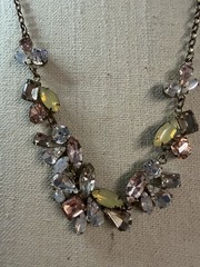 Vintage Unbranded Gold Tone Adjustable Length Rhinestone Statement Necklace