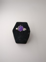 Lot of 2 Rings Size 8.25 Silver Tone Band Pink And Purple Stones