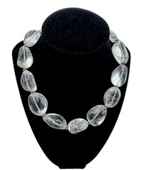 ROCK CRYSTALS GENUINE LARGE CHUNKY ICE COLD NUGGETS POLISHED NECKLACE CHOKER 16″