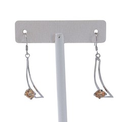 Vintage Sterling Silver 925 Twisted Champagne Cubic Zirconia Earrings