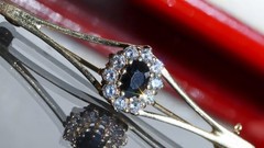 14k yellow gold 0.80ct sapphire, topaz pin brooch heated vintage 3.20gr N3810
