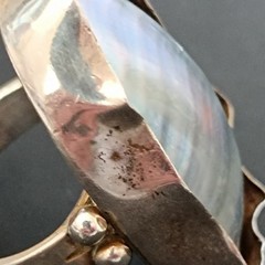 Silver Sculptural Pearl Ring Large Baroque Organic Statement Boho Asymmetrical