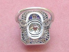 2.45Ct White Round & Blue Princess CZ Vintage Ring In 925 Sterling Silver