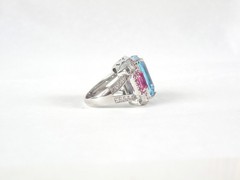 Vintage Sterling Silver 925 Large Natural Heated Blue Pink Topaz Ring Size 6