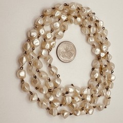 Vintage Freirich 52″ Lucite (?) Faux Baroque Pearl Necklace Gold Tone Signed