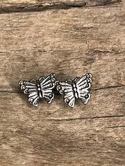 Cute ,Vintage Silver Tone Molded Butterfly Earrings -Adults, Teens, Kids-Fashion