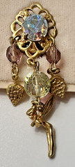 Kirks Folly Gold Tone Fairy Pixie Angel Grape Rhinestone Clip on Earrings