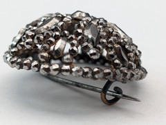 Antique Victorian Cut Steel Brooch 19th Century Pin Riveted Faceted Domed Round