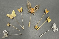Lot Of Stick Pins – All Butterflies Silver Gold Tone Filigree Cloisonné J57