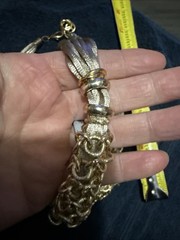 Unmarked jewelry, Gold Silk Ribbon, Gold/silver Accents, Necklace & Bracelet Set