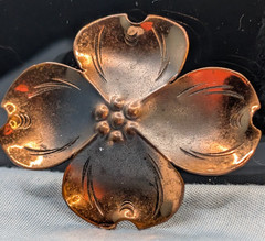 Vintage Stuart Nye Copper Dogwood Pin Brooch Hand Wrought Signed Mid Century