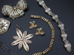 Estate 800 Silver Filigree Cannetille Jewelry Lot Antique Victorian Revival 66gr