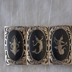 Sterling silver Niello Panel Bracelet Made In Siam