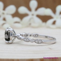 1.50 Ct Floral Halo Lab-Created Diamond Vintage Ring 14K White Gold Over Silver