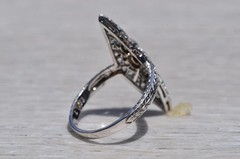 Antique Art Nouveau Style LabCreated Diamond Art Deco Engagement 14K GoldFN Ring