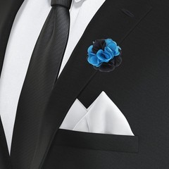 1 Pcs Flower Boutonnieres Pin Lapel Pin for Men Camellia Flower Black/Blue