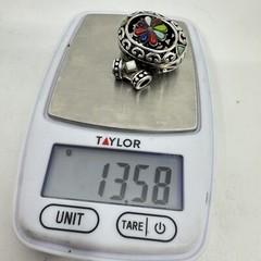Sterling Silver Oval Slide Pendant Thai Style Open Work Multi-stone Turquoise