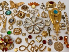 Lot Vintage & Modern Jewelry Parts Broken Repurpose Craft Rhinestones Harvest A2