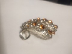 Vtg Lisner Gold Tone With Amber Colored Rhinestone Brooch 1 Dead Stone