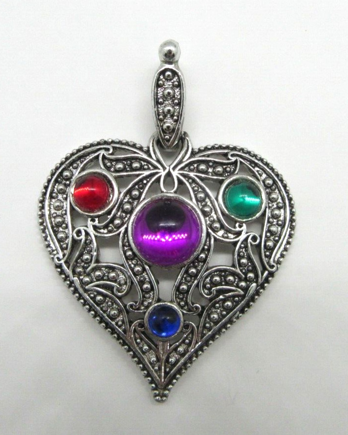 Jackie Collins Jewel Tone Stones Pendant Necklace