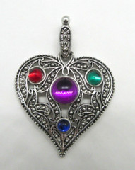 Jackie Collins Jewel Tone Stones Pendant Necklace