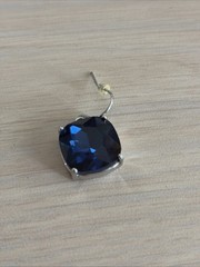 Estate Blue Rhinestone Cushion Silver Tone French Wire Pierced