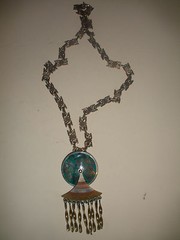 Beautiful vintage Modernist Mexican Los Castillo mixed metals necklace stone