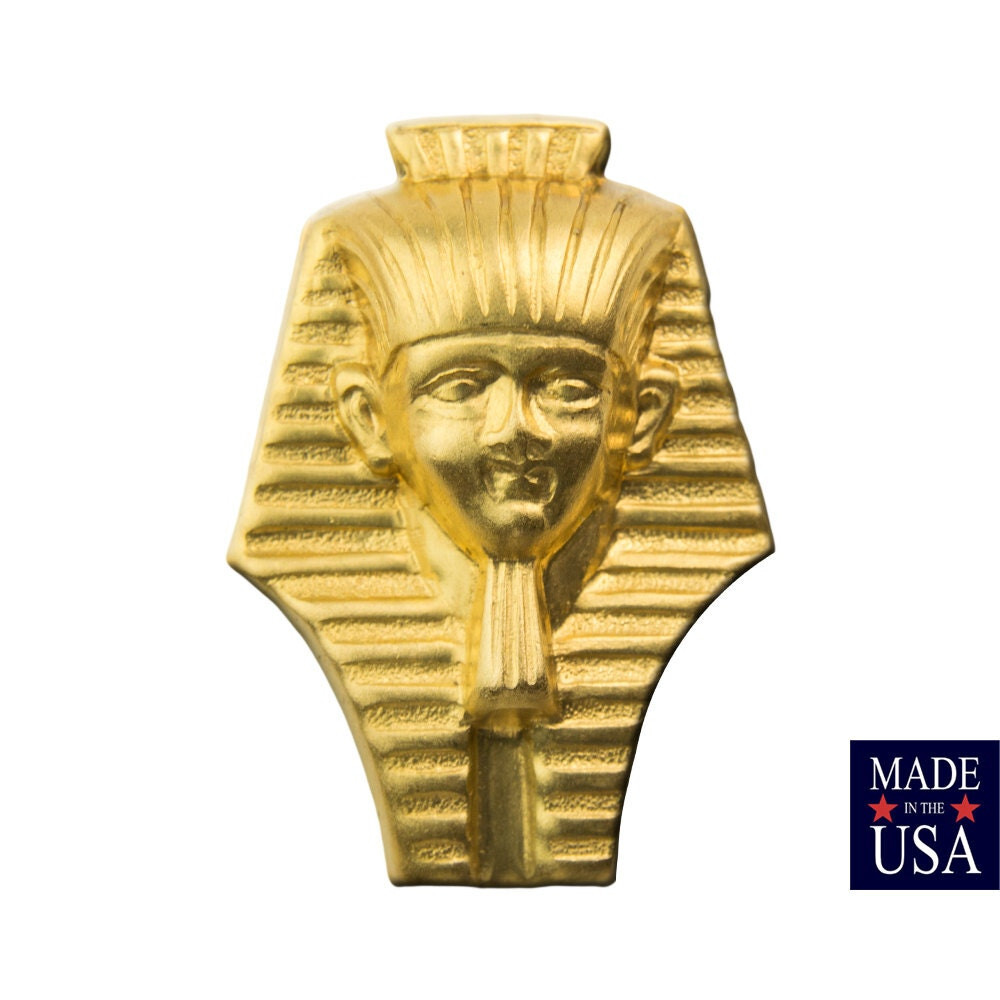 Raw Brass Egyptian Pharaoh Head Stampings 29x21mm (2) mtl106