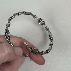 Alex and Ani Vintage Sixty-Six Bracelet Silver tone Bead Belt Buckle style A01