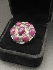 🔥Vintage Cabochon Rough Rubies Ruby Sterling Silver 925 Statement Ring Size 10