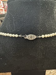 Vintage Faux Pearl Necklace Graduated Ivory Beads Fish Hook Clasp Classic