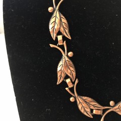 Unsigned Bell Trading Post copper leaf necklace and earring set MCM.