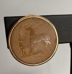 Hermes Vintage Horse Botton Earrings Clip On Gold Tone