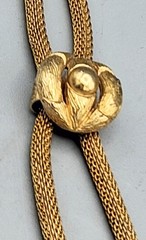 Vintage Coro Craft Gold Tone Mesh Chain Ribed Bead Lariat Style Necklace MCM EUC