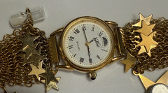 VINTAGE KIRK’S FOLLY CELESTIAL MOON STARS CHARM BRACELET WATCH COMPASS HOURGLASS