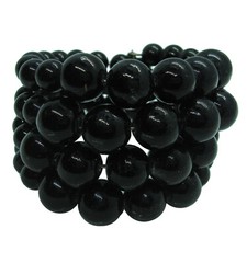 Vintage Black Glass Graduated Bead Coil Bracelet