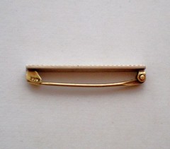 Antique Art Deco Solid 14K Yellow Gold Platinum Top Bar Brooch Pin 14kt