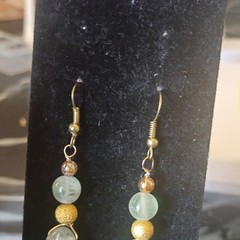Green Adventurine Gold Wrapped Pendant With Adventurine Gold Necklace Set
