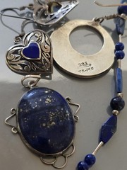 LG STERLING MIXED JEWELRY LOT-ZUNI NAVAJO MEXICO-TURQUOISE LAPIS CORAL-SOUTHWEST